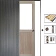 GD MENUISERIES - Porte Coulissante Atelier placage chene Vitrée H204 x L73 cm, Galandage, kit finition - vignette