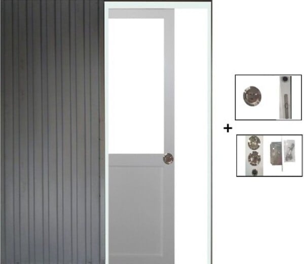 GD MENUISERIES - Porte Coulissante Atelier blanc sans meneau H204 x L73 cm, Galandage (sans kit finition) - large