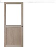 GD MENUISERIES - Porte Coulissante Atelier placage chene Vitrée H204 x L73 cm, Rail Alu Bandeau Blanc, Coquilles - vignette