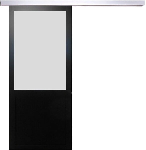 GD MENUISERIES - Porte Coulissante Athena Noir Vitrée H204 x L73 cm, Rail Alu - large