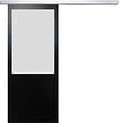 GD MENUISERIES - Porte Coulissante Athena Noir Vitrée H204 x L73 cm, Rail Alu - vignette