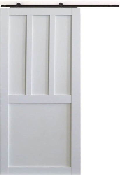 GD MENUISERIES - Porte Coulissante Atelier 2 panneaux blanc H204 x L73 cm, Rail roulettes - large