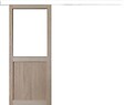 GD MENUISERIES - Porte Coulissante Atelier placage chene Vitrée H204 x L73 cm, Rail Alu bandeau blanc - vignette