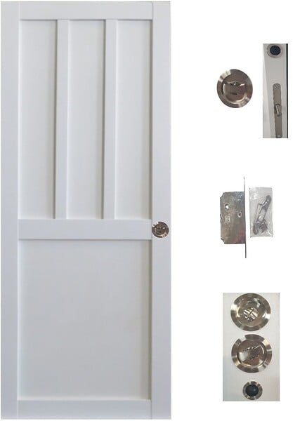 GD MENUISERIES - Porte Coulissante Atelier 2 Panneaux Blanc H204 x L83 cm, serrure condamnation - large
