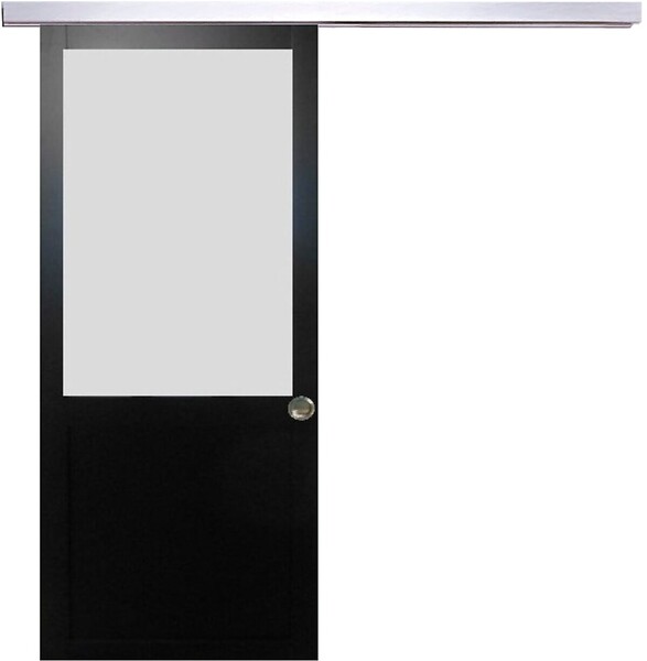GD MENUISERIES - Porte Coulissante Athena Noir H204 x L73 cm, Rail Alu, Coquilles - large