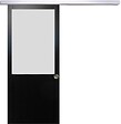 GD MENUISERIES - Porte Coulissante Athena Noir H204 x L73 cm, Rail Alu, Coquilles - vignette
