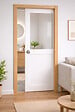 GD MENUISERIES - Porte Coulissante Atelier blanc H204 x L73 cm sans meneau, Galandage, kit de finition - vignette