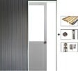 GD MENUISERIES - Porte Coulissante Atelier blanc H204 x L73 cm sans meneau, Galandage, kit de finition - vignette