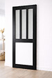 GD MENUISERIES - Porte Coulissante Atelier noir, blanc Vitrée H204 x L83 cm, Coquilles - vignette