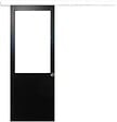 GD MENUISERIES - Porte Coulissante Atelier Noir H204 x L93 cm sans meneau, Rail Alu bandeau blanc, Coquilles - vignette