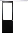 GD MENUISERIES - Porte Coulissante Atelier Noir H204 x L93 cm sans meneau, Rail Alu, Coquilles - vignette