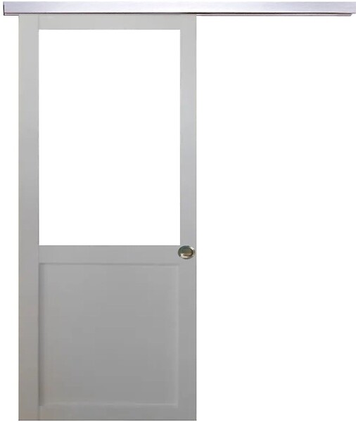 GD MENUISERIES - Porte Coulissante Atelier Blanc H204 x L83 cm sans meneau, Rail Alu, Coquilles - large