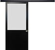 GD MENUISERIES - Porte Coulissante Athena Noir H204 x L83 cm, Rail alu Bandeau Noir, Coquilles - vignette