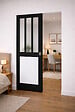GD MENUISERIES - Porte Coulissante Atelier noir, panneau blanc Vitrée H204 x L83 cm, Galandage - vignette