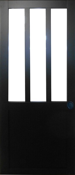 GD MENUISERIES - Porte Coulissante Atelier Noir H204 x L93 cm, Coquilles Noir - large