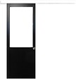 GD MENUISERIES - Porte Coulissante Atelier Noir H204 x L83 cm sans meneau, Rail Alu Bandeau blanc, Coquilles - vignette