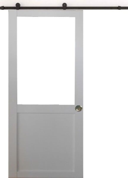GD MENUISERIES - Porte Coulissante Atelier blanc H204 x L83 cm sans meneau+ Railroulettes, Coquilles - large