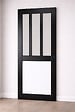 GD MENUISERIES - Porte Coulissante Atelier noir, blanc Vitrée H204 x L73 cm, Coquilles Noir - vignette