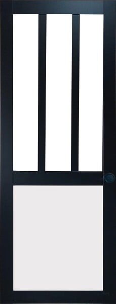 GD MENUISERIES - Porte Coulissante Atelier noir, blanc Vitrée H204 x L73 cm, Coquilles Noir - large