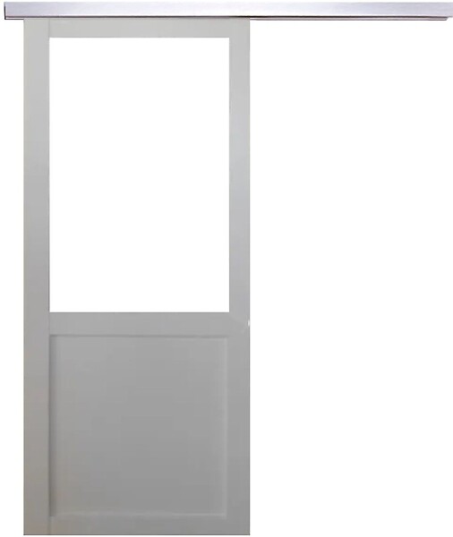GD MENUISERIES - Porte Coulissante Atelier Blanc H204 x L73 cm sans meneau, Rail Alu - large