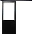 GD MENUISERIES - Porte Coulissante Atelier Noir Vitrée H204 x L73 cm sans meneau, Rail alu Bandeau Noir - vignette
