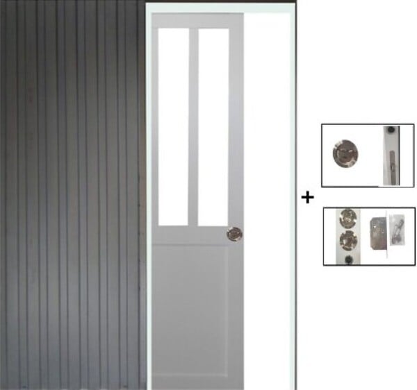 GD MENUISERIES - Porte Coulissante Atelier Blanc H204 x L93 cm, Galandage - large