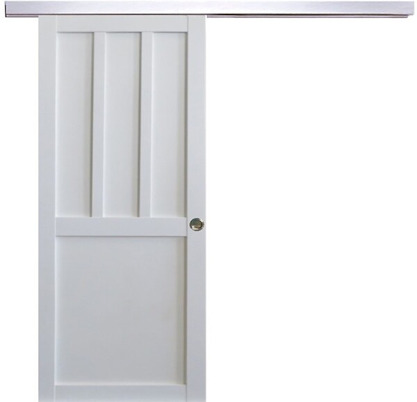 GD MENUISERIES - Porte Coulissante Atelier 2 panneaux blanc h204xl73 avec Rail Alu et 2 Coquilles - large