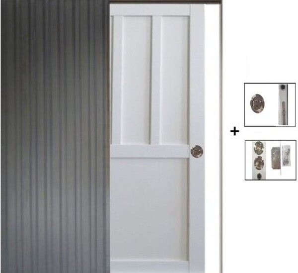 GD MENUISERIES - Porte Coulissante Atelier blanc 2 panneaux H204 x L73 cm, Galandage - large