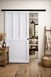 GD MENUISERIES - Porte Coulissante Atelier 2 panneaux blanc H204 x L73 cm, Rail Alu bandeau noir, Coquilles - vignette