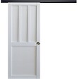 GD MENUISERIES - Porte Coulissante Atelier 2 panneaux blanc H204 x L73 cm, Rail Alu bandeau noir, Coquilles - vignette