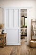 GD MENUISERIES - Porte Coulissante Atelier 2 panneaux blanc H204 x L83 cm Rail alu Bandeau Blanc - vignette