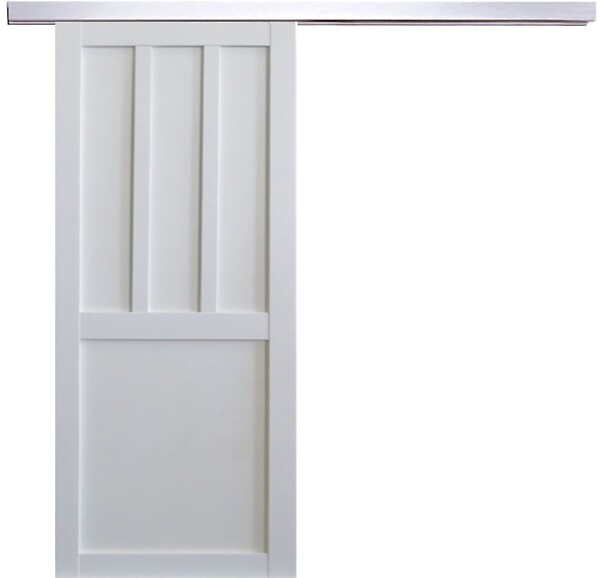 GD MENUISERIES - Porte Coulissante Atelier 2 Panneaux Blanc H204 x L83 cm, Rail Alu - large