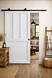 GD MENUISERIES - Porte Coulissante Atelier 2 panneaux blanc H204 x L83 cm, Rail roulettes, Coquilles - vignette