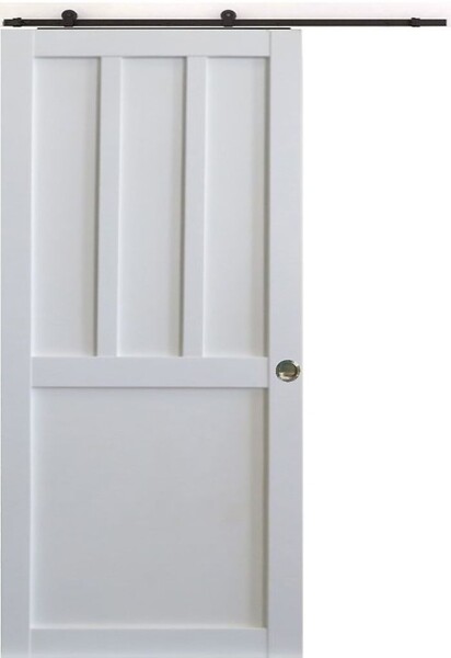 GD MENUISERIES - Porte Coulissante Atelier 2 panneaux blanc H204 x L83 cm, Rail roulettes, Coquilles - large