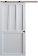 GD MENUISERIES - Porte Coulissante Atelier 2 panneaux blanc H204 x L83 cm, Rail roulettes, Coquilles - vignette