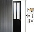 GD MENUISERIES - Porte Coulissante Atelier Noir vitre depoli H204 x L83 cm, Galandage, kit finition - vignette