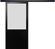 GD MENUISERIES - Porte Coulissante Athena Noir Vitrée H204 x L83 cm, Rail alu Bandeau Noir - vignette