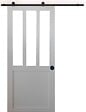 GD MENUISERIES - Porte Coulissante Atelier blanc H204 x L73 cm, Rail Roulettes, Coquilles Noir - vignette