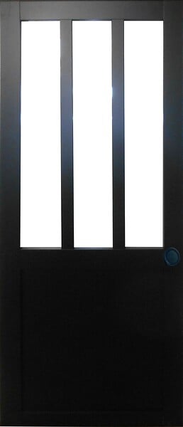 GD MENUISERIES - Porte Coulissante Atelier Noir H204 x L73 cm, Coquilles Noir - large