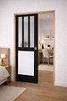 GD MENUISERIES - Porte Coulissante Atelier noir, panneau blanc Vitrée H204 x L83 cm, Galandage, kit de finition - vignette