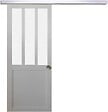 GD MENUISERIES - Porte Coulissante Atelier Blanc vitre depoli H204 x L83 cm, Rail Alu, Coquilles - vignette