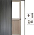 GD MENUISERIES - Porte Coulissante Atelier placage chene Vitrée H204 x L73 cm, Galandage - vignette