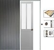 GD MENUISERIES - Porte Coulissante Atelier blanc vitre depoli H204 x L73 cm, Galandage, kit de finition - vignette