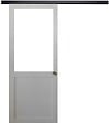 GD MENUISERIES - Porte Coulissante Atelier blanc H204 x L83 cm sans meneau, Rail Alu bandeau noir, Coquilles - vignette