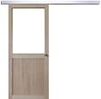 GD MENUISERIES - Porte Coulissante Atelier placage chene Vitrée H204 x L83 cm, Rail Alu, coquilles - vignette