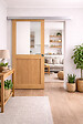GD MENUISERIES - Porte Coulissante Atelier placage chene Vitrée H204 x L73 cm, Rail Alu, coquilles - vignette