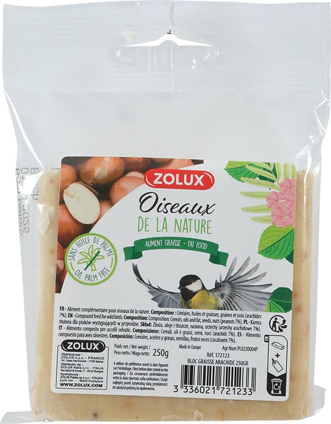 ZOLUX - Bloc de graisse arachide 250 g – oiseaux - large