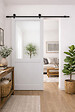 GD MENUISERIES - Porte Coulissante Atelier blanc H204 x L93 cm sans meneau, Rail roulettes - vignette