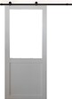 GD MENUISERIES - Porte Coulissante Atelier blanc H204 x L93 cm sans meneau, Rail roulettes - vignette