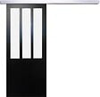 GD MENUISERIES - Porte Coulissante Atelier Noir vitre depoli H204 x L83 cm, Rail Alu - vignette